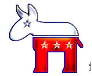 Stylized donkey icon reminiscent of the Democratic Party logo with texturing and 3D shading.