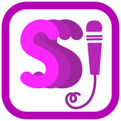 icon in shades of purple that reads sssj. The j is a microphone with a curly cable