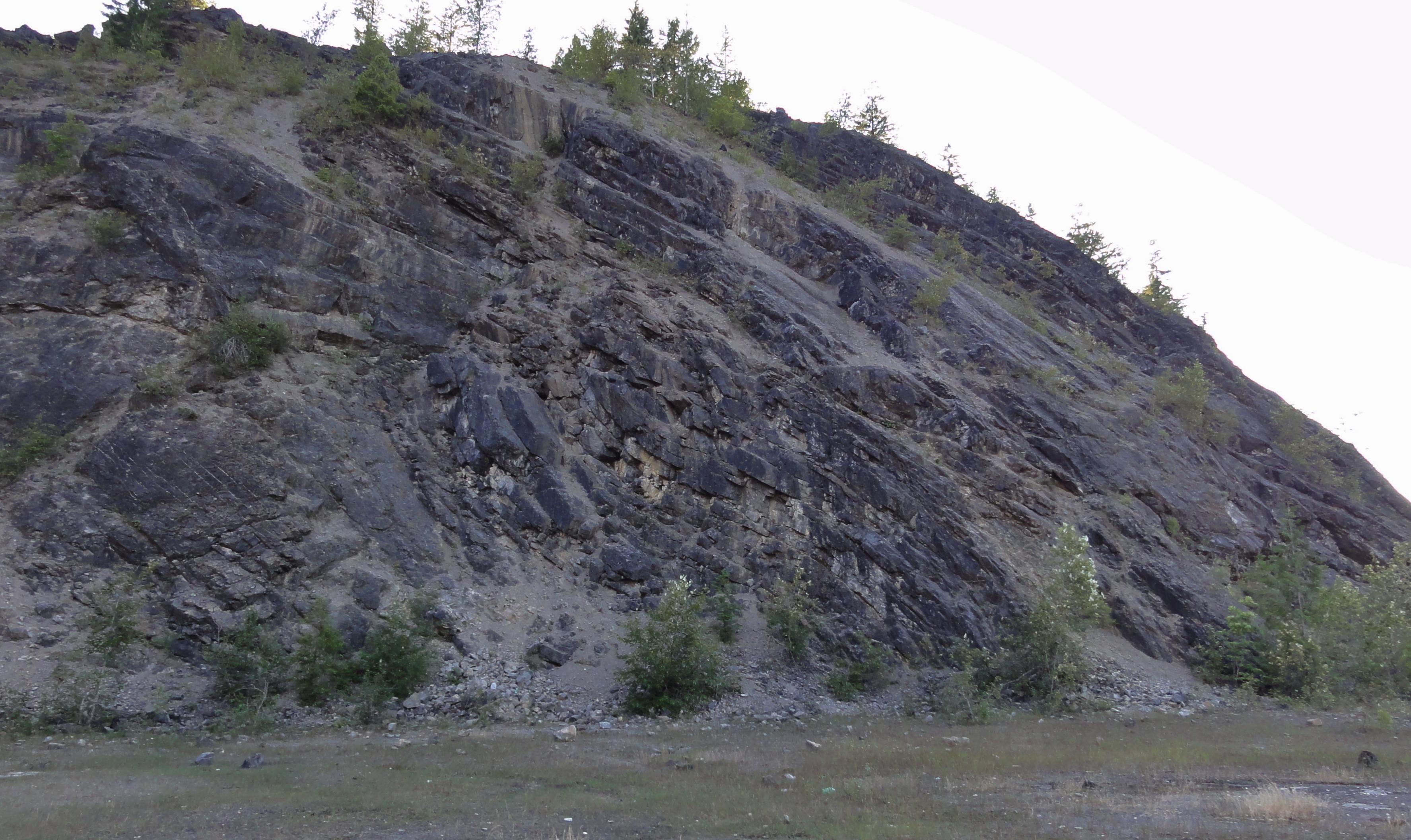 Folds in limestone, quarry in Concrete, WA. Quarry wall is roughly 100 feet (30 meters) high.