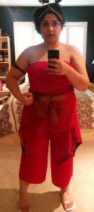 Heina as Fire Nation Battle Toph -- front full view with fist curl